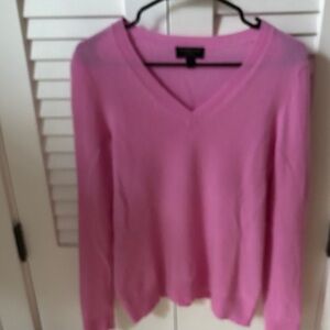 Charter Club Pink V-Neck Long Sleeve Cashmere Sweater